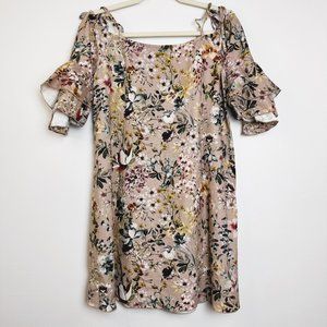 Zara Basic Women's Linen Blend Off The Shoulder Prairie Floral Dress Size Medium